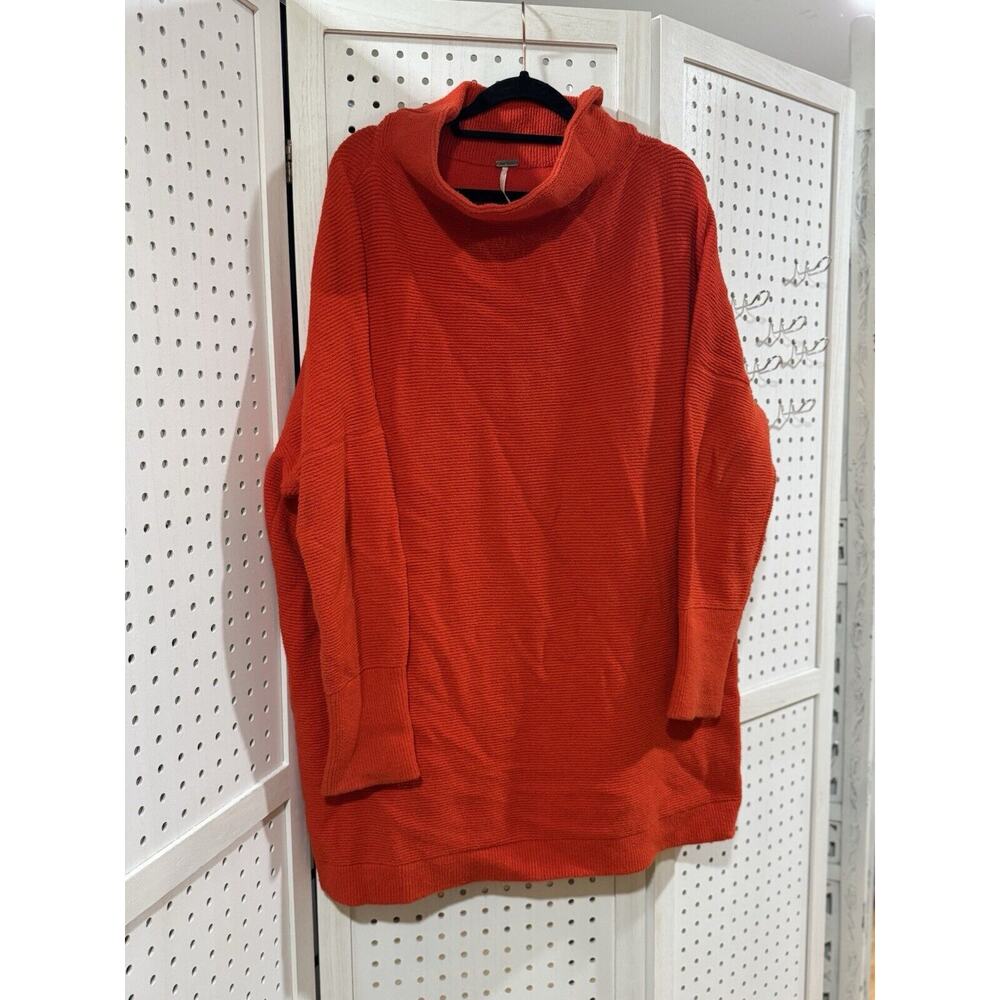 Free People Sweater Ribbed Ottoman Slouchy Tunic Mock Neck Size L